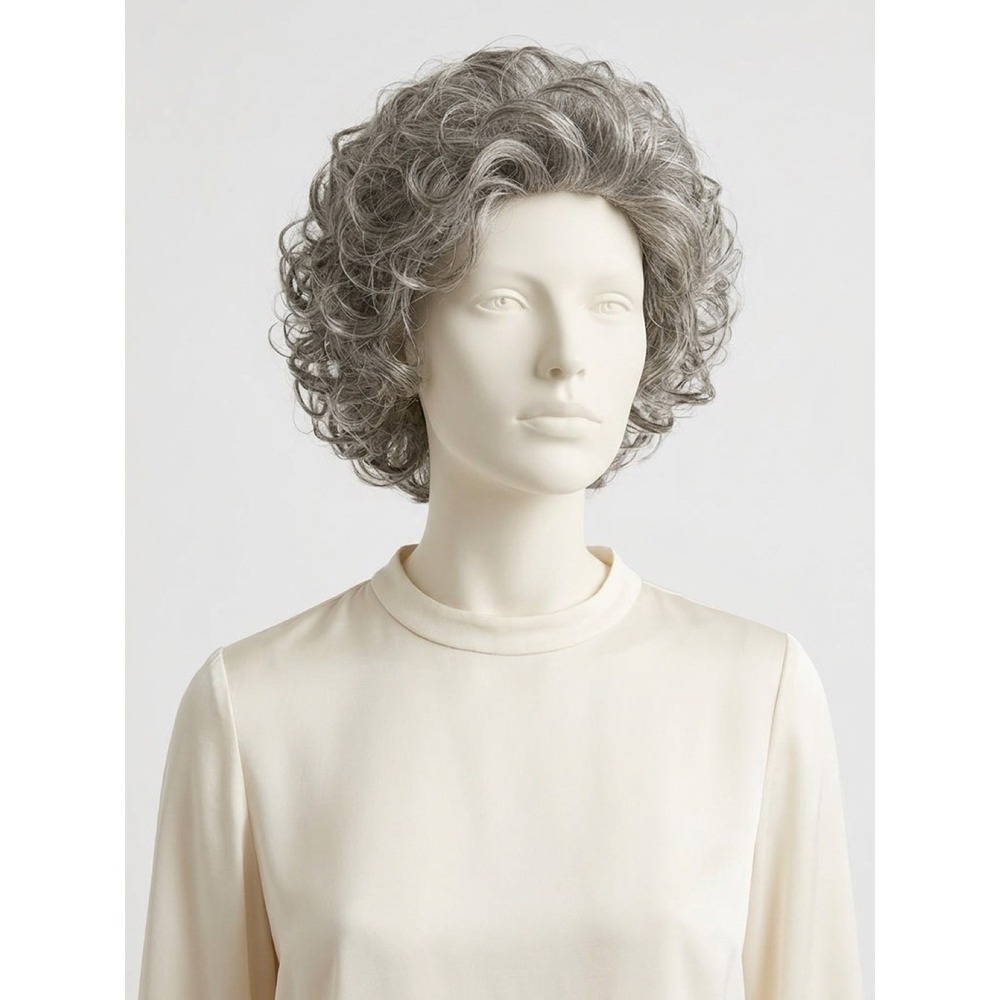 Paula Young Jewel Wig Short Curly Salt and Pepper Gray A5001 Color 44